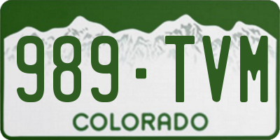CO license plate 989TVM
