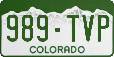 CO license plate 989TVP