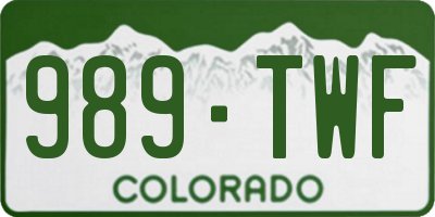 CO license plate 989TWF