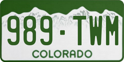 CO license plate 989TWM