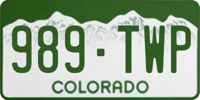 CO license plate 989TWP