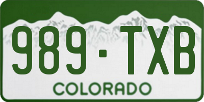 CO license plate 989TXB