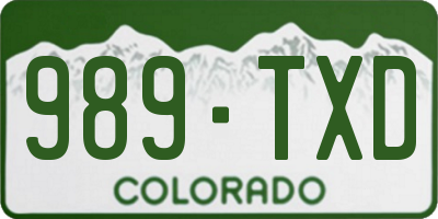 CO license plate 989TXD