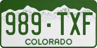 CO license plate 989TXF