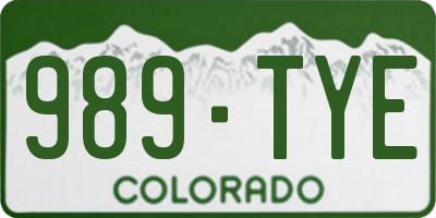 CO license plate 989TYE