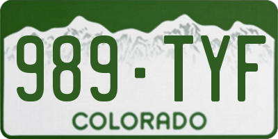 CO license plate 989TYF