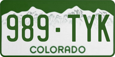 CO license plate 989TYK