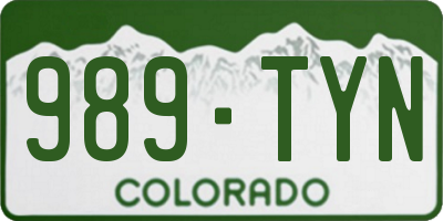 CO license plate 989TYN