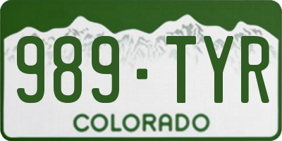 CO license plate 989TYR