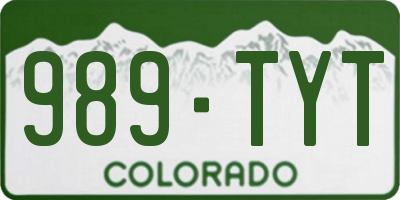 CO license plate 989TYT