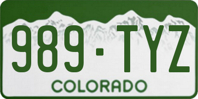 CO license plate 989TYZ