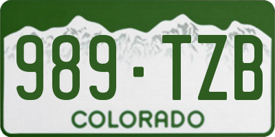 CO license plate 989TZB