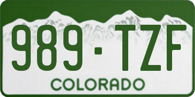 CO license plate 989TZF