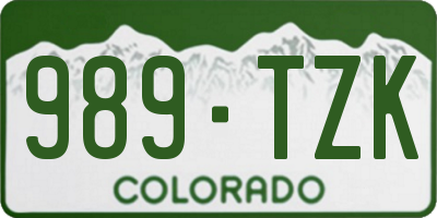 CO license plate 989TZK