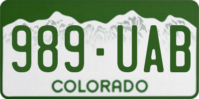 CO license plate 989UAB
