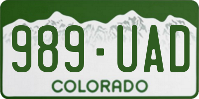 CO license plate 989UAD