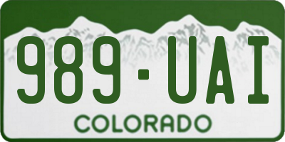 CO license plate 989UAI