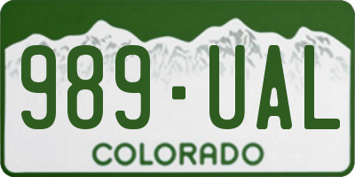 CO license plate 989UAL