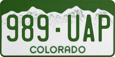 CO license plate 989UAP