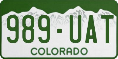 CO license plate 989UAT