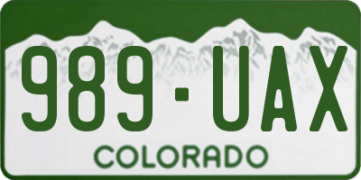 CO license plate 989UAX