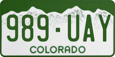 CO license plate 989UAY