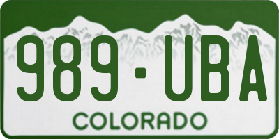 CO license plate 989UBA