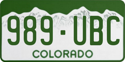 CO license plate 989UBC