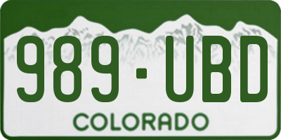 CO license plate 989UBD