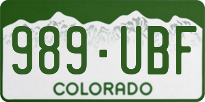 CO license plate 989UBF