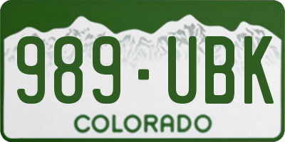 CO license plate 989UBK