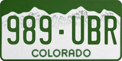 CO license plate 989UBR