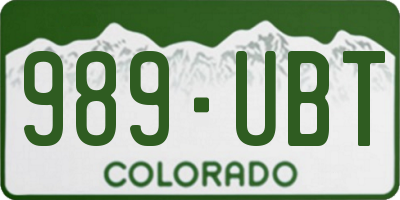 CO license plate 989UBT