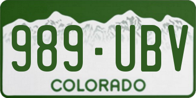 CO license plate 989UBV