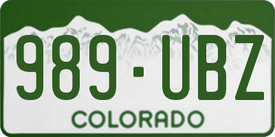 CO license plate 989UBZ