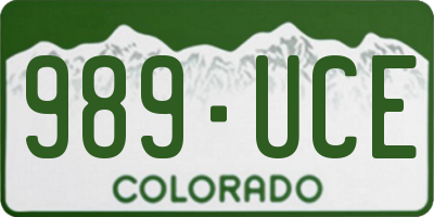 CO license plate 989UCE