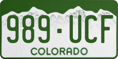 CO license plate 989UCF