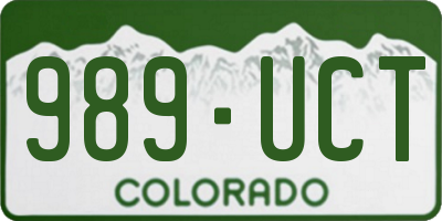 CO license plate 989UCT