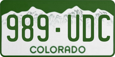 CO license plate 989UDC