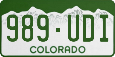 CO license plate 989UDI