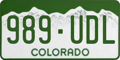 CO license plate 989UDL