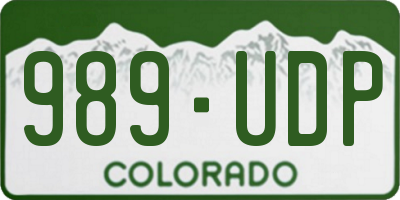 CO license plate 989UDP