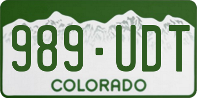 CO license plate 989UDT