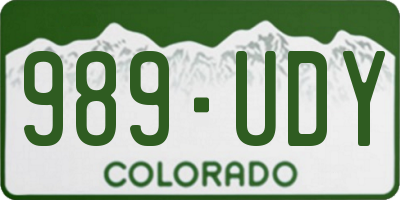 CO license plate 989UDY