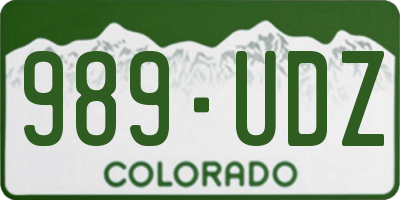 CO license plate 989UDZ