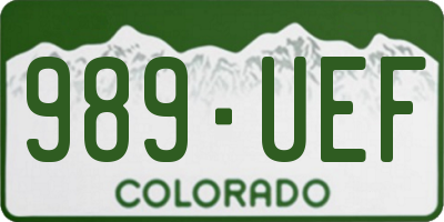 CO license plate 989UEF