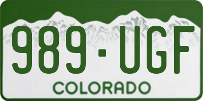 CO license plate 989UGF