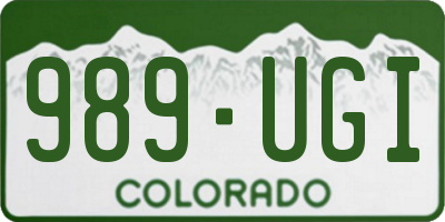 CO license plate 989UGI