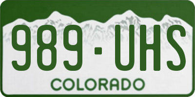 CO license plate 989UHS