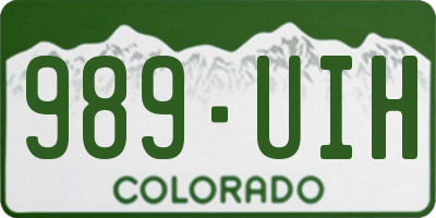 CO license plate 989UIH